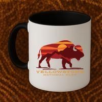 Yellowstone National Park Wyoming Buffalo Bison Sunset Coffee Mug thumb 2