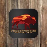 Yellowstone National Park Wyoming Buffalo Bison Sunset Coaster thumb 0
