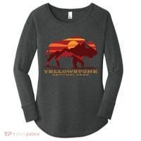 Yellowstone National Park Wyoming Buffalo Bison Sunset Women's Perfect Tri Tunic Long Sleeve Shirt thumb 0