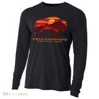 Yellowstone National Park Wyoming Buffalo Bison Sunset Cooling Performance Long Sleeve Crew thumb 0