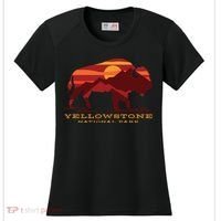 Yellowstone National Park Wyoming Buffalo Bison Sunset Women's Cooling Performance Crew T-Shirt thumb 0