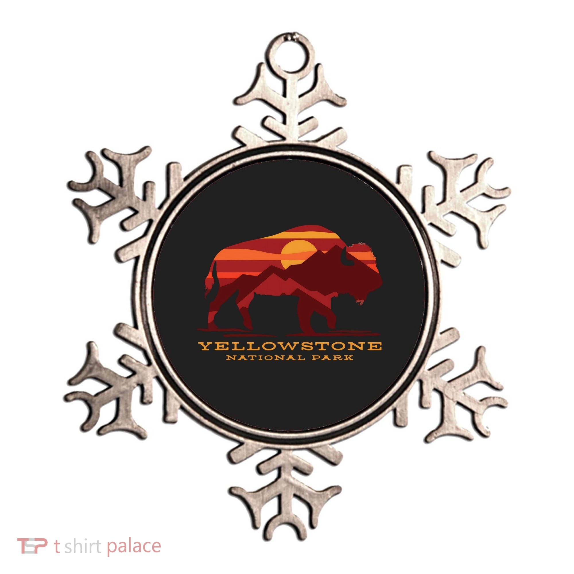 Yellowstone National Park Wyoming Buffalo Bison Sunset Ornament