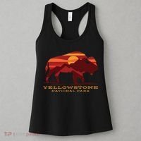 Yellowstone National Park Wyoming Buffalo Bison Sunset Women's Tank Top thumb 3