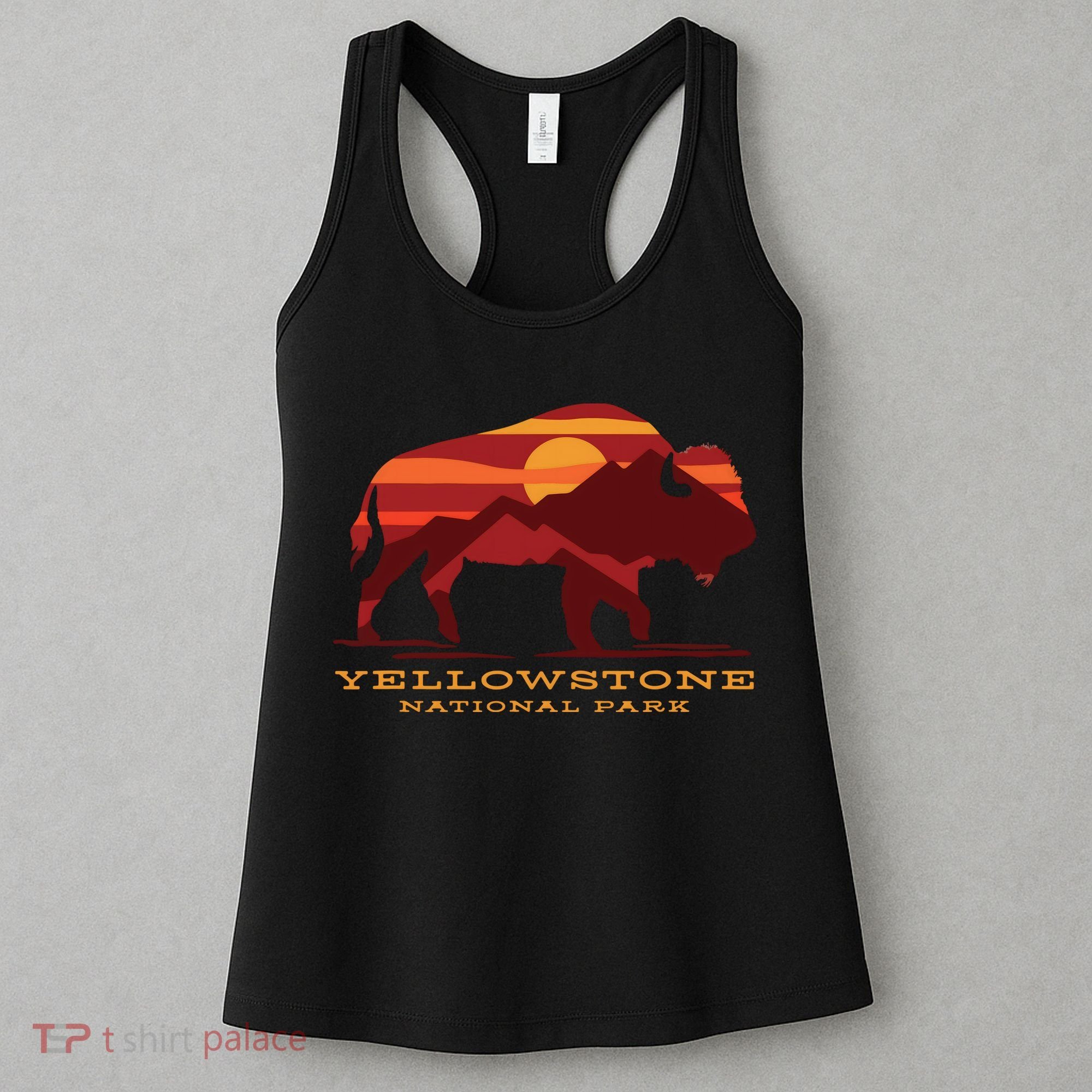 Yellowstone National Park Wyoming Buffalo Bison Sunset Women's Tank Top