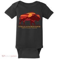 Yellowstone National Park Wyoming Buffalo Bison Sunset Baby Bodysuit thumb 0