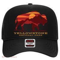 Yellowstone National Park Wyoming Buffalo Bison Sunset Hat thumb 0