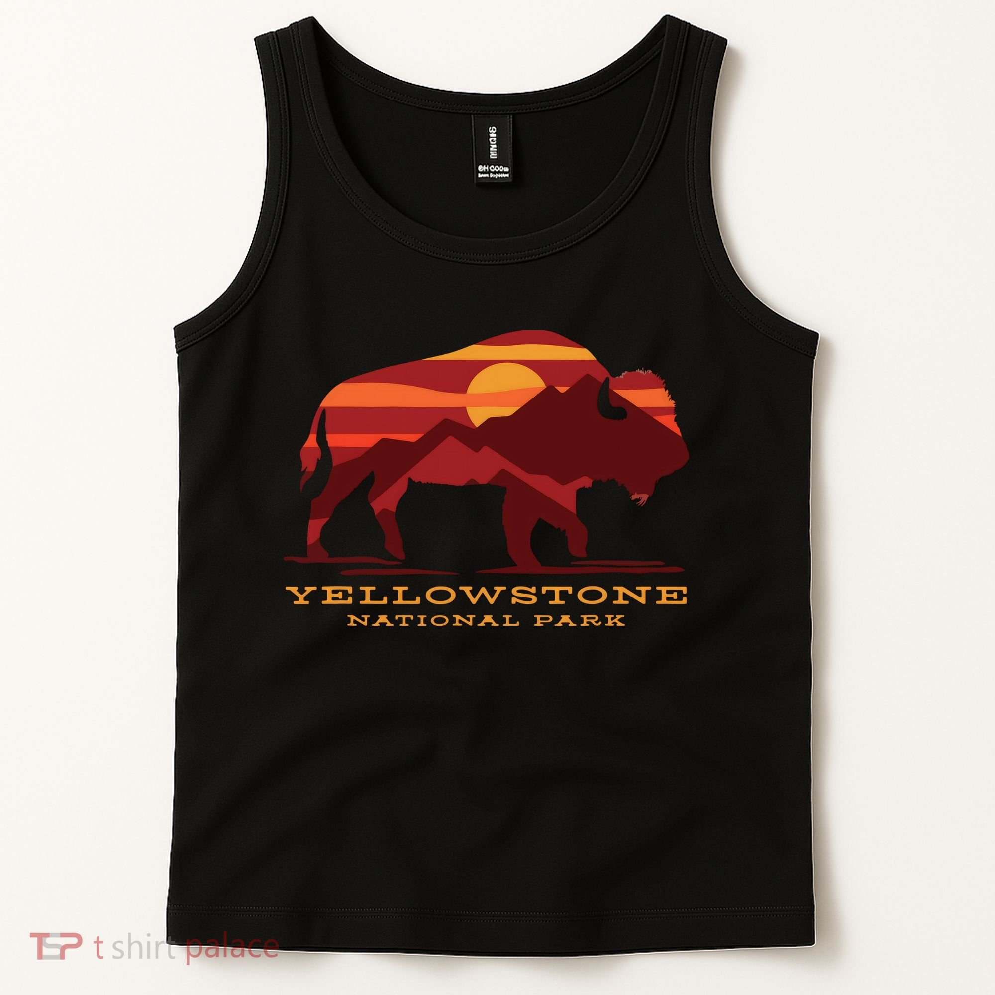 Yellowstone National Park Wyoming Buffalo Bison Sunset Tank Top