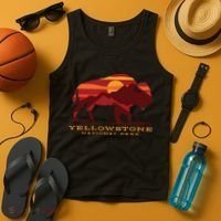 Yellowstone National Park Wyoming Buffalo Bison Sunset Tank Top thumb 4