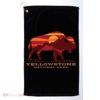 Yellowstone National Park Wyoming Buffalo Bison Sunset Golf Towel thumb 0