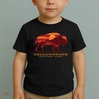 Yellowstone National Park Wyoming Buffalo Bison Sunset Toddler T-Shirt thumb 2