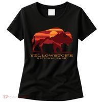 Yellowstone National Park Wyoming Buffalo Bison Sunset Women's T-Shirt thumb 0