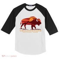 Yellowstone National Park Wyoming Buffalo Bison Sunset Kids Colorblock Raglan Jersey thumb 0