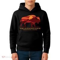 Yellowstone National Park Wyoming Buffalo Bison Sunset Kids Hoodie thumb 4
