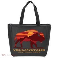 Yellowstone National Park Wyoming Buffalo Bison Sunset Tote Bag thumb 0