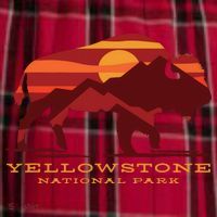 Yellowstone National Park Wyoming Buffalo Bison Sunset Men's Flannel Plaid Pajama Pants thumb 2
