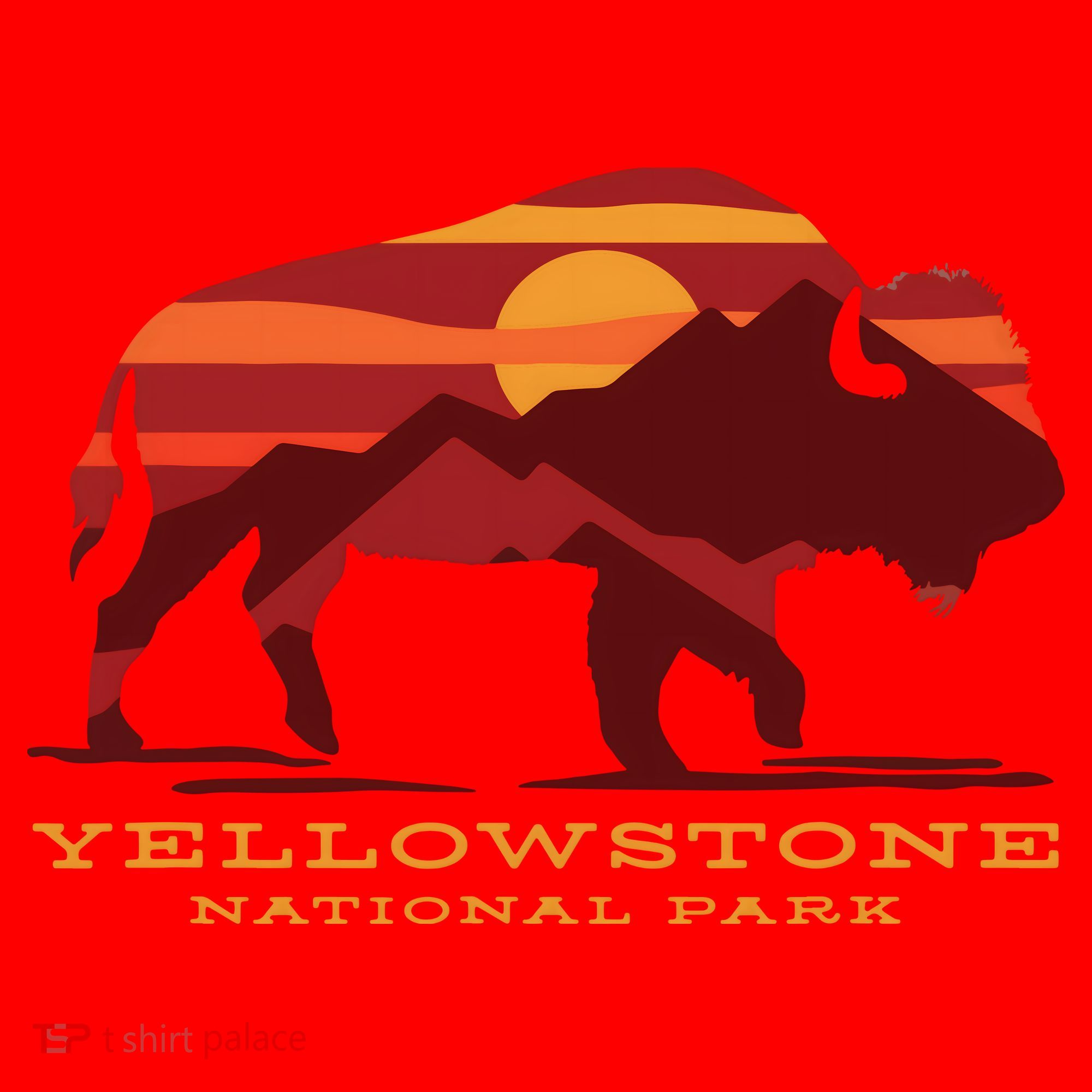 Yellowstone National Park Wyoming Buffalo Bison Sunset Santa Hat