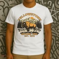 Yellowstone National Park Bison Buffalo Fluffy Cow Vintage T-Shirt thumb 3