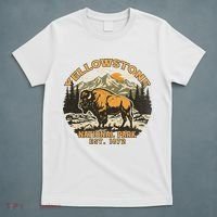Yellowstone National Park Bison Buffalo Fluffy Cow Vintage T-Shirt thumb 5