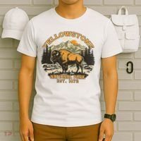 Yellowstone National Park Bison Buffalo Fluffy Cow Vintage T-Shirt thumb 6
