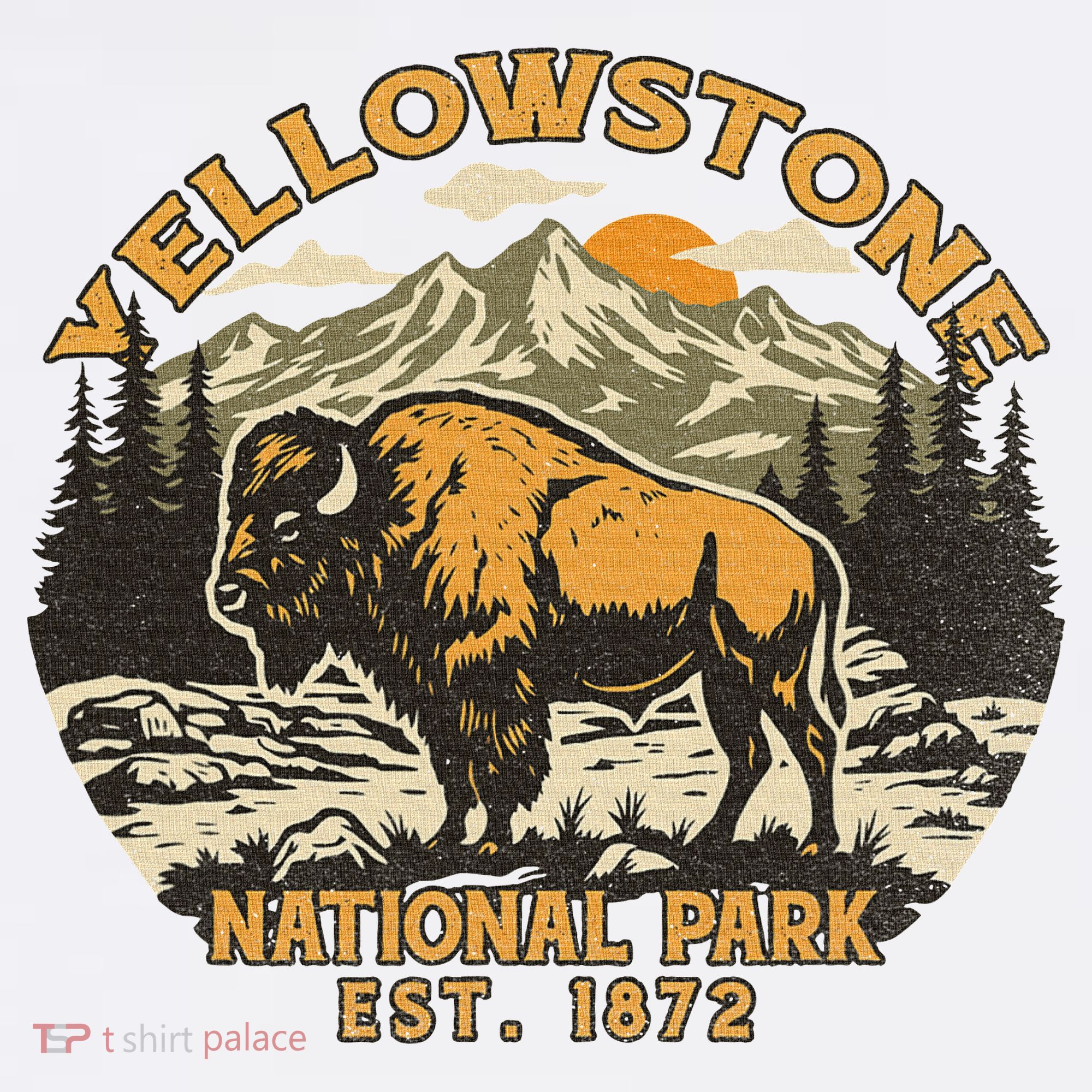 Yellowstone National Park Bison Buffalo Fluffy Cow Vintage T-Shirt