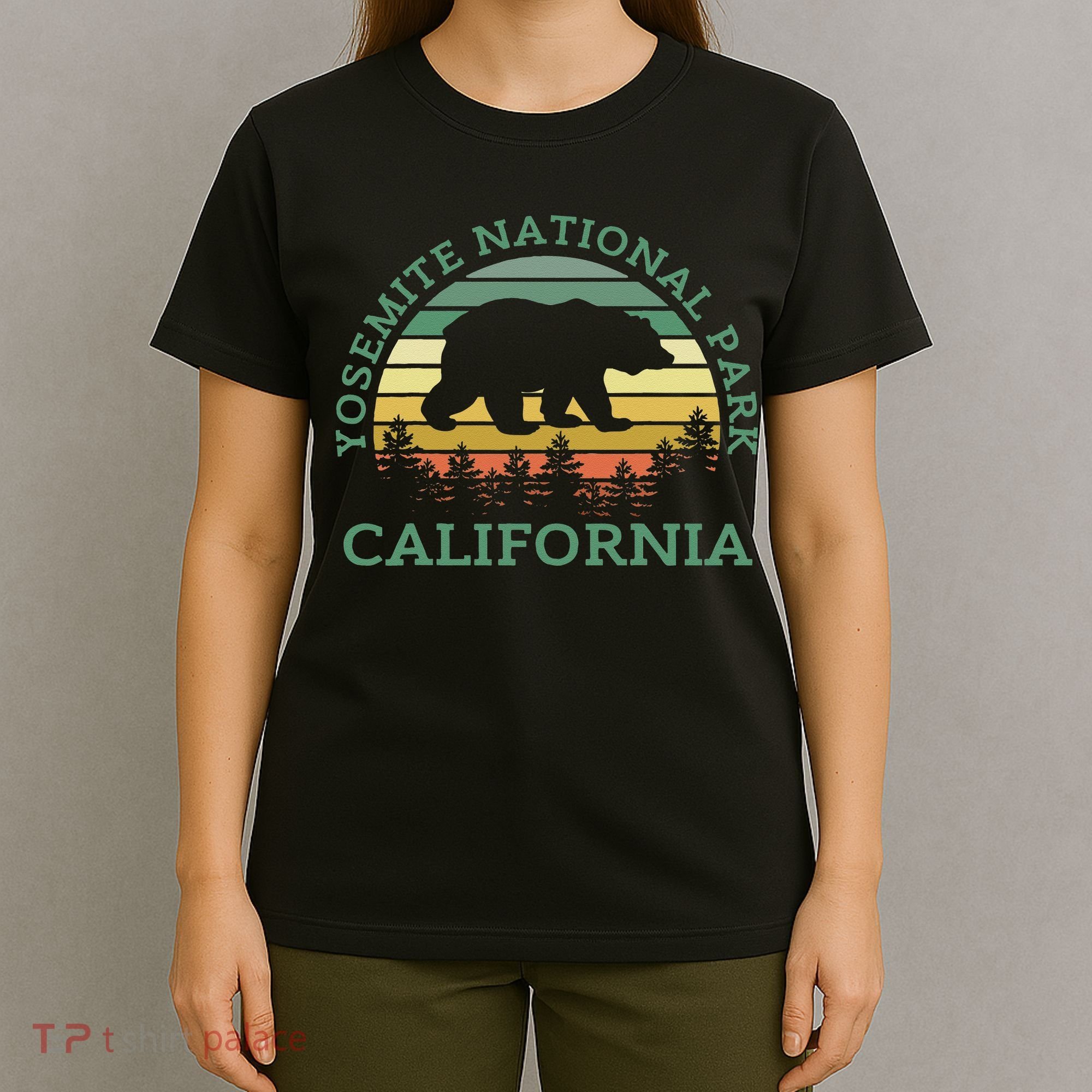 Yosemite National Park California Bear Nature Outdoors Retro T-Shirt