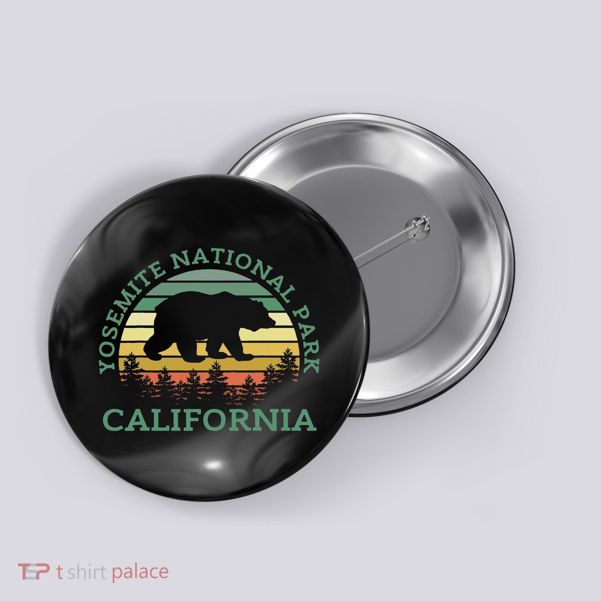 Yosemite National Park California Bear Nature Outdoors Retro Button
