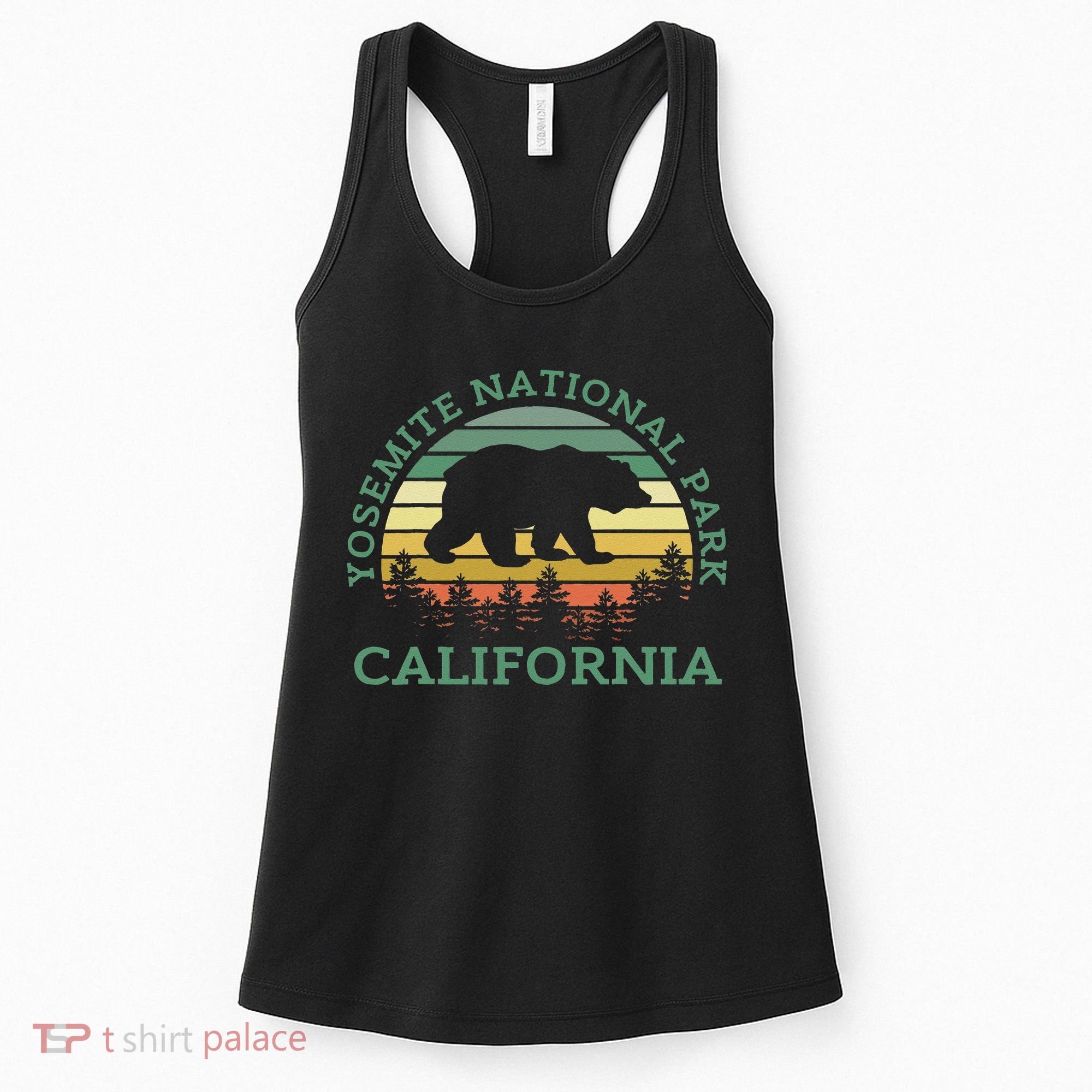 Yosemite National Park California Bear Nature Outdoors Retro Women's Tank Top