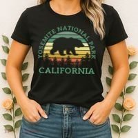 Yosemite National Park California Bear Nature Outdoors Retro Women's T-Shirt thumb 2