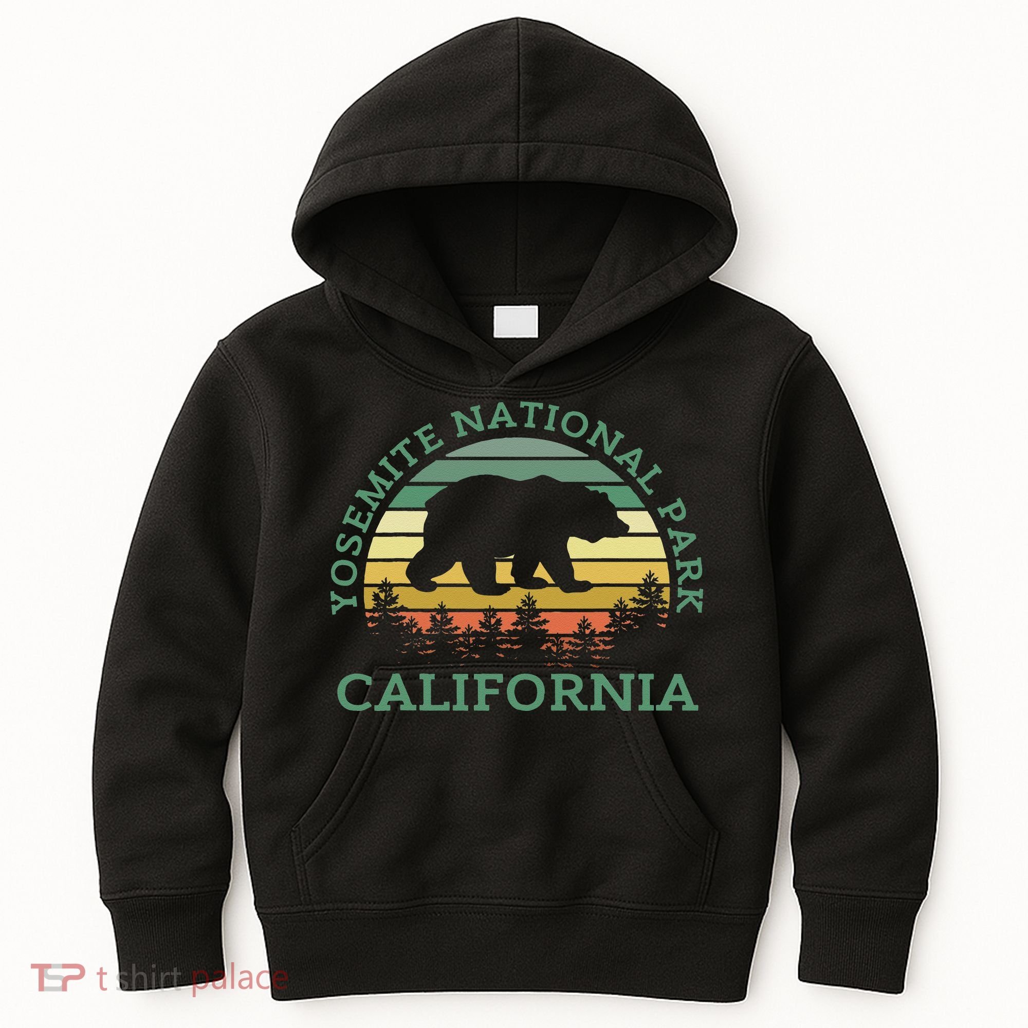 Yosemite National Park California Bear Nature Outdoors Retro Kids Hoodie