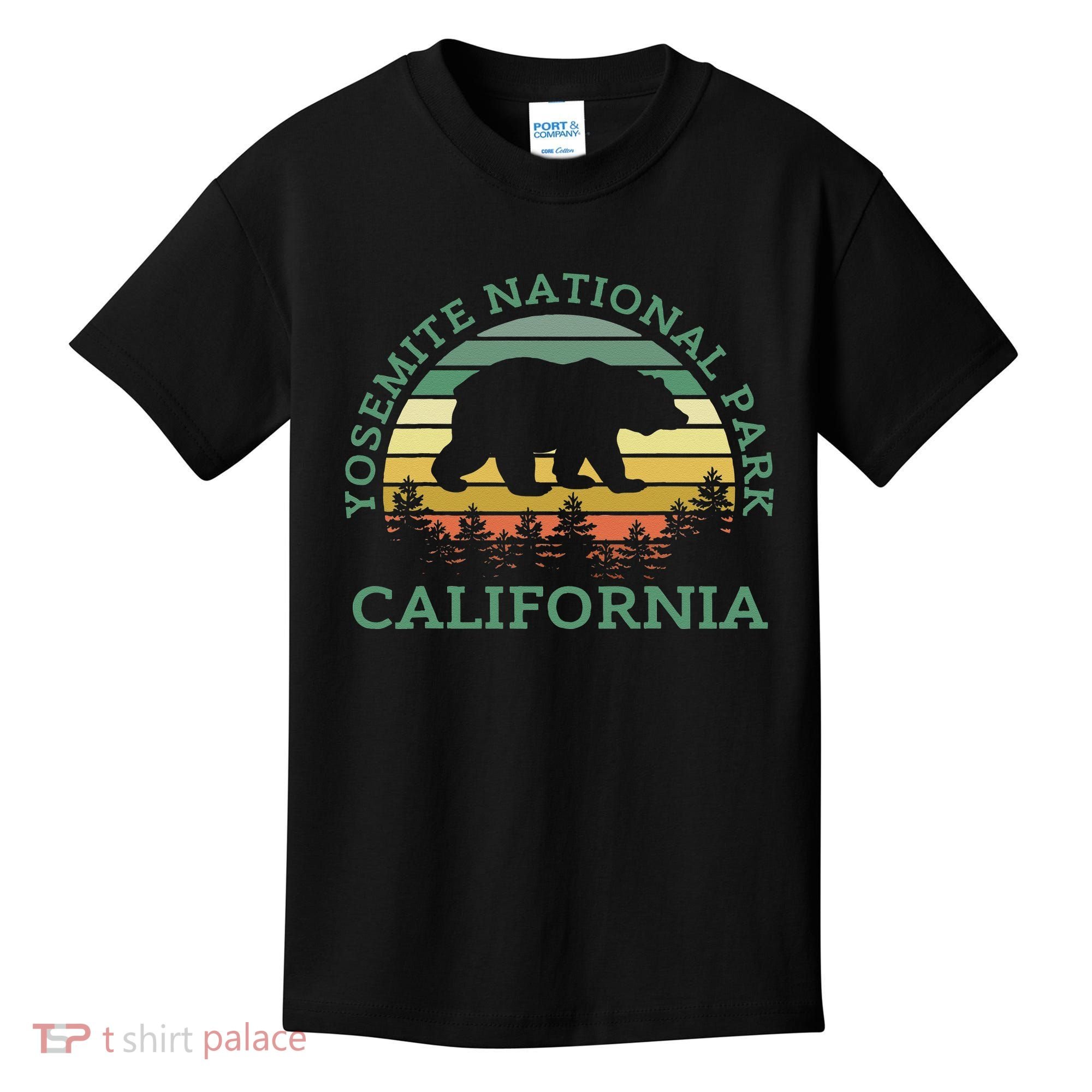Yosemite National Park California Bear Nature Outdoors Retro Kids T-Shirt