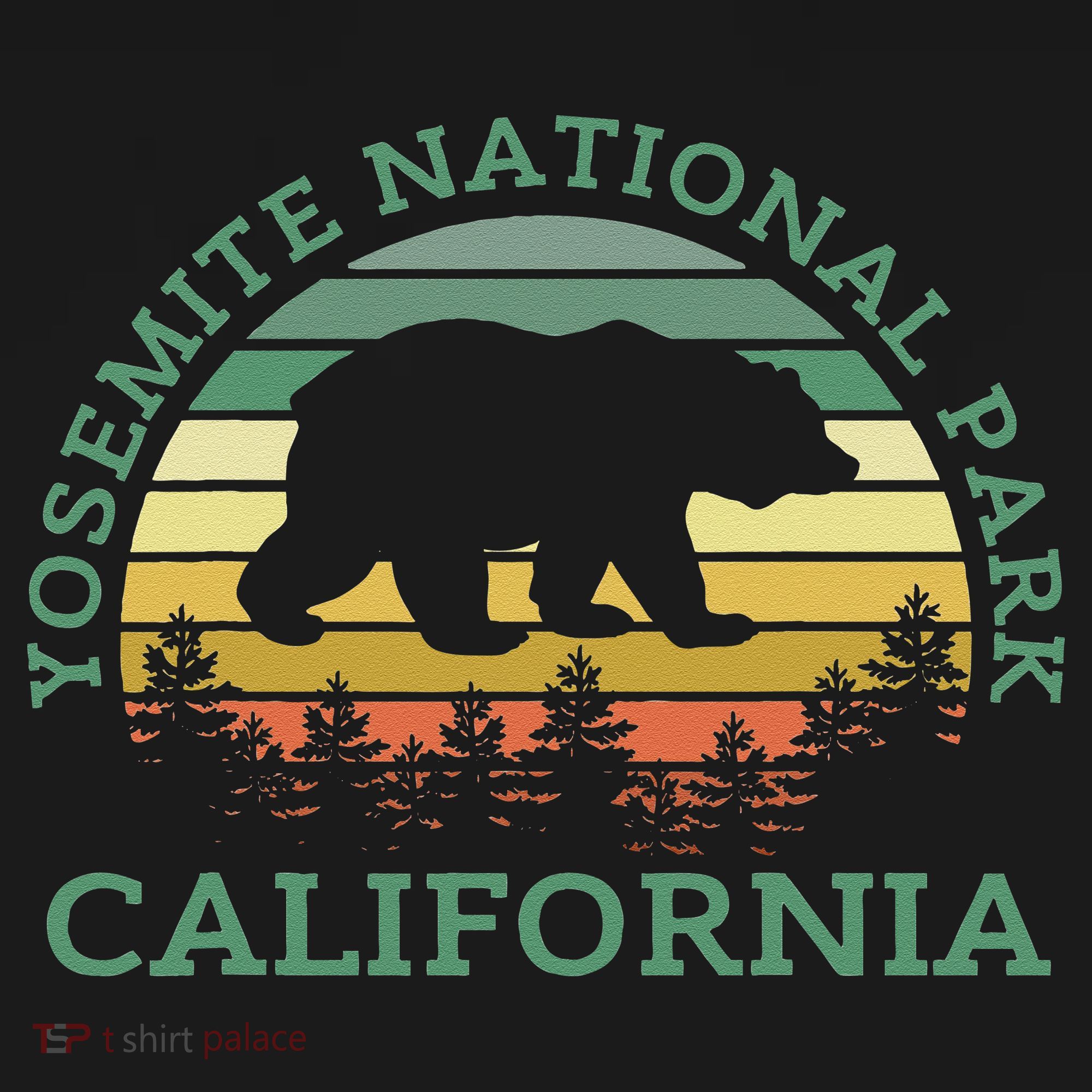 Yosemite National Park California Bear Nature Outdoors Retro Kids T-Shirt