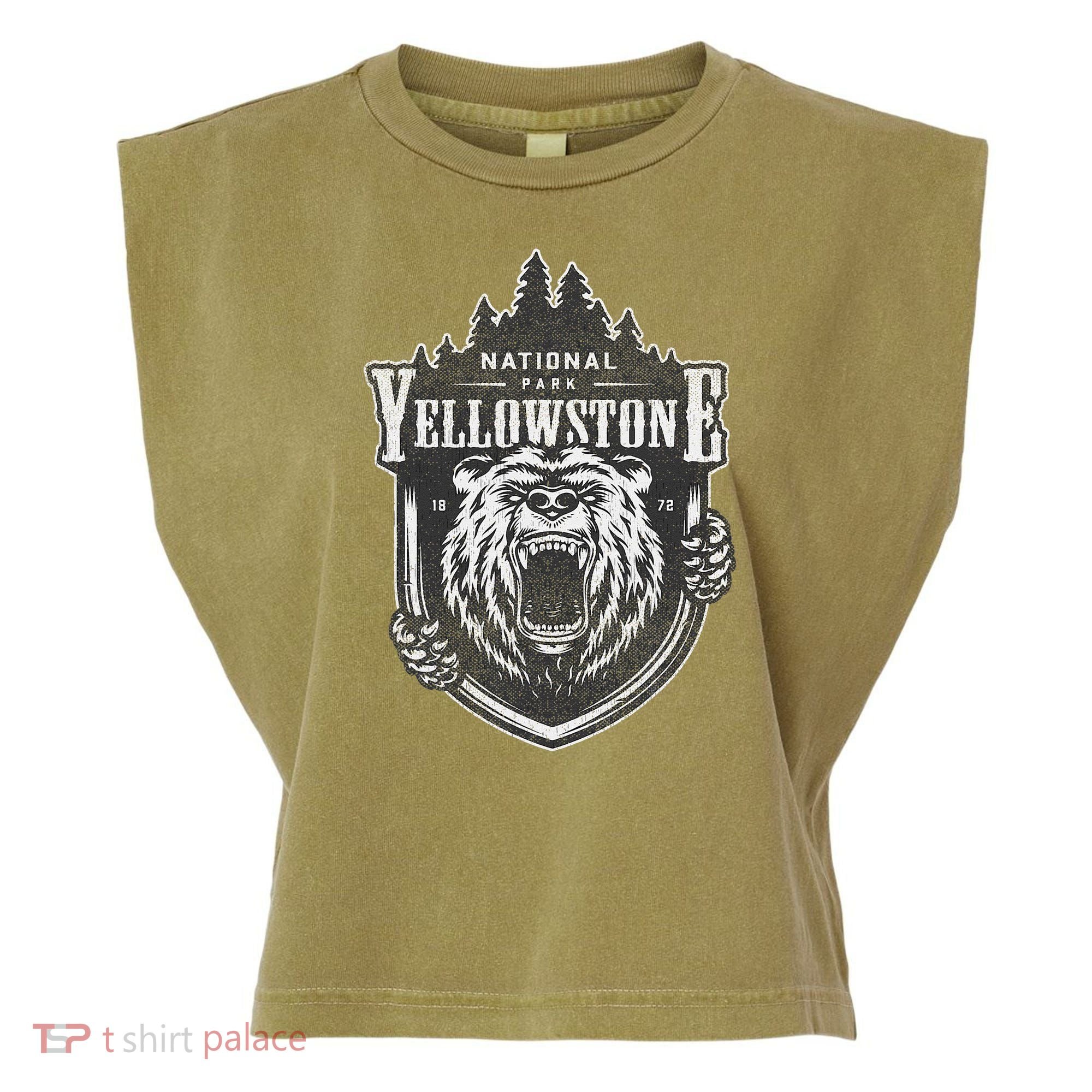 Yellowstone National Park Merchandise Yellowstone Souvenir Garment-Dyed Women's Muscle Tee