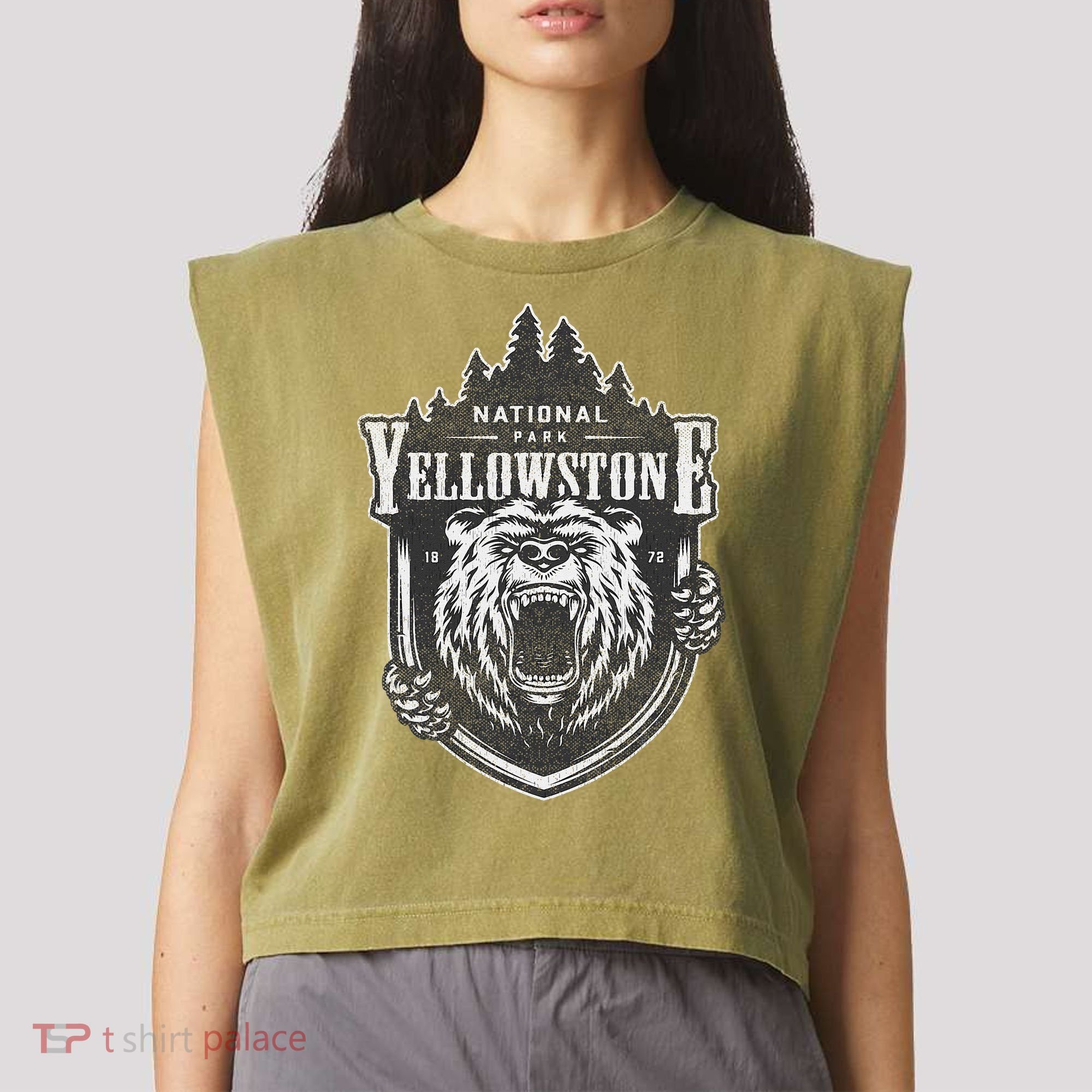 Yellowstone National Park Merchandise Yellowstone Souvenir Garment-Dyed Women's Muscle Tee