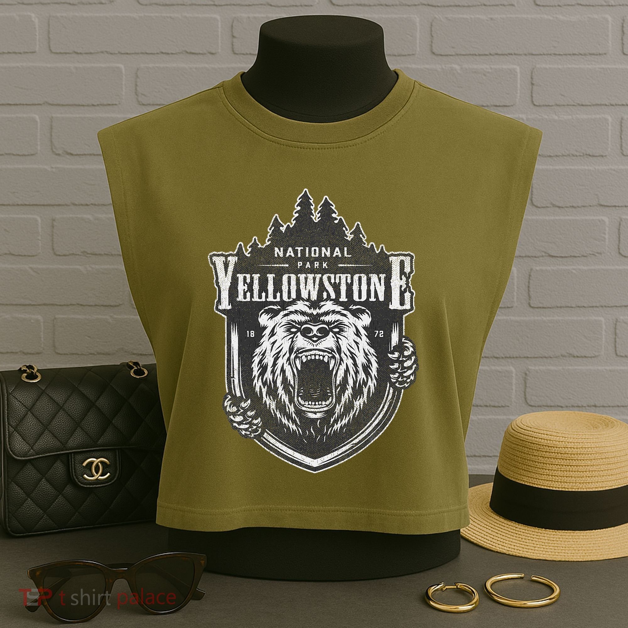 Yellowstone National Park Merchandise Yellowstone Souvenir Garment-Dyed Women's Muscle Tee