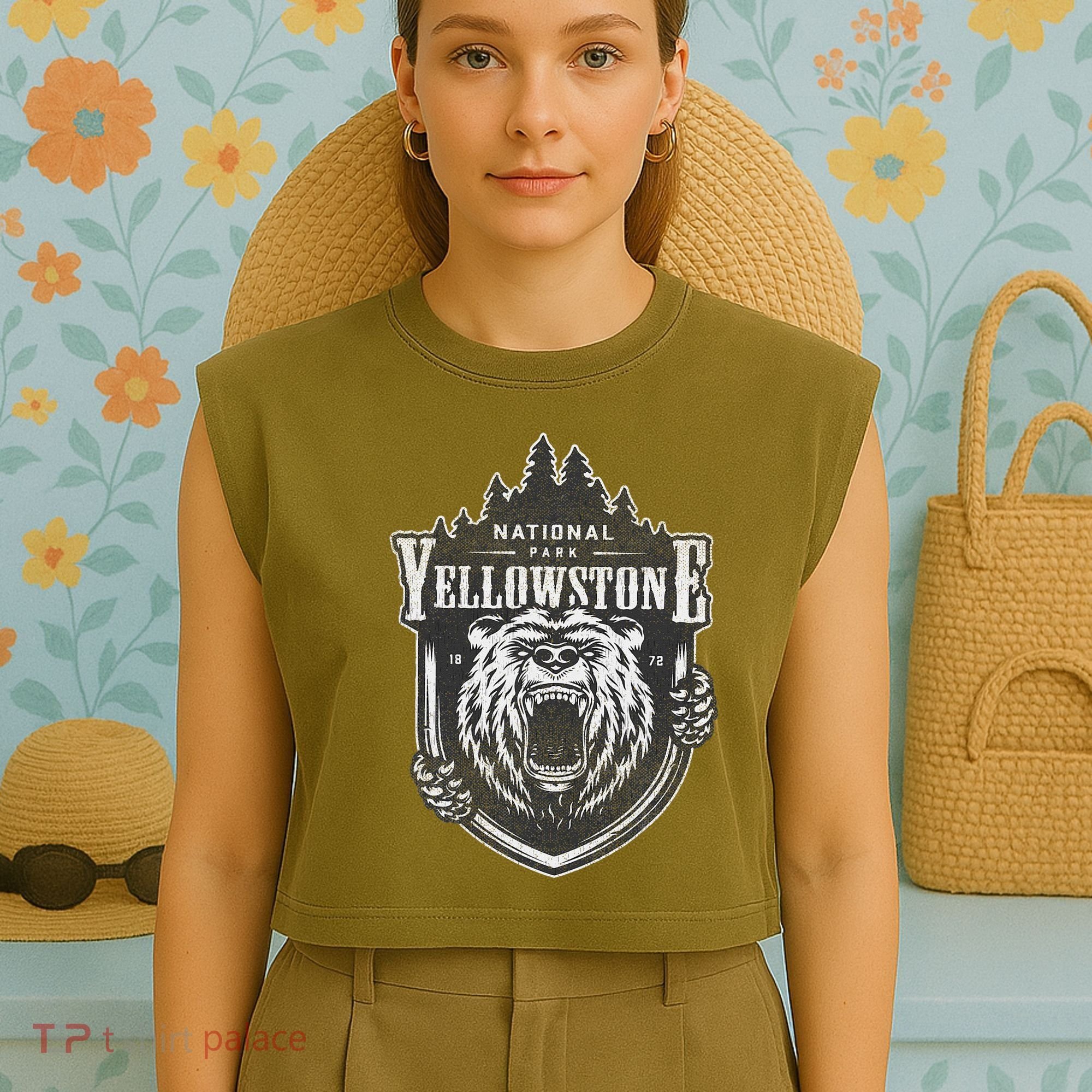 Yellowstone National Park Merchandise Yellowstone Souvenir Garment-Dyed Women's Muscle Tee