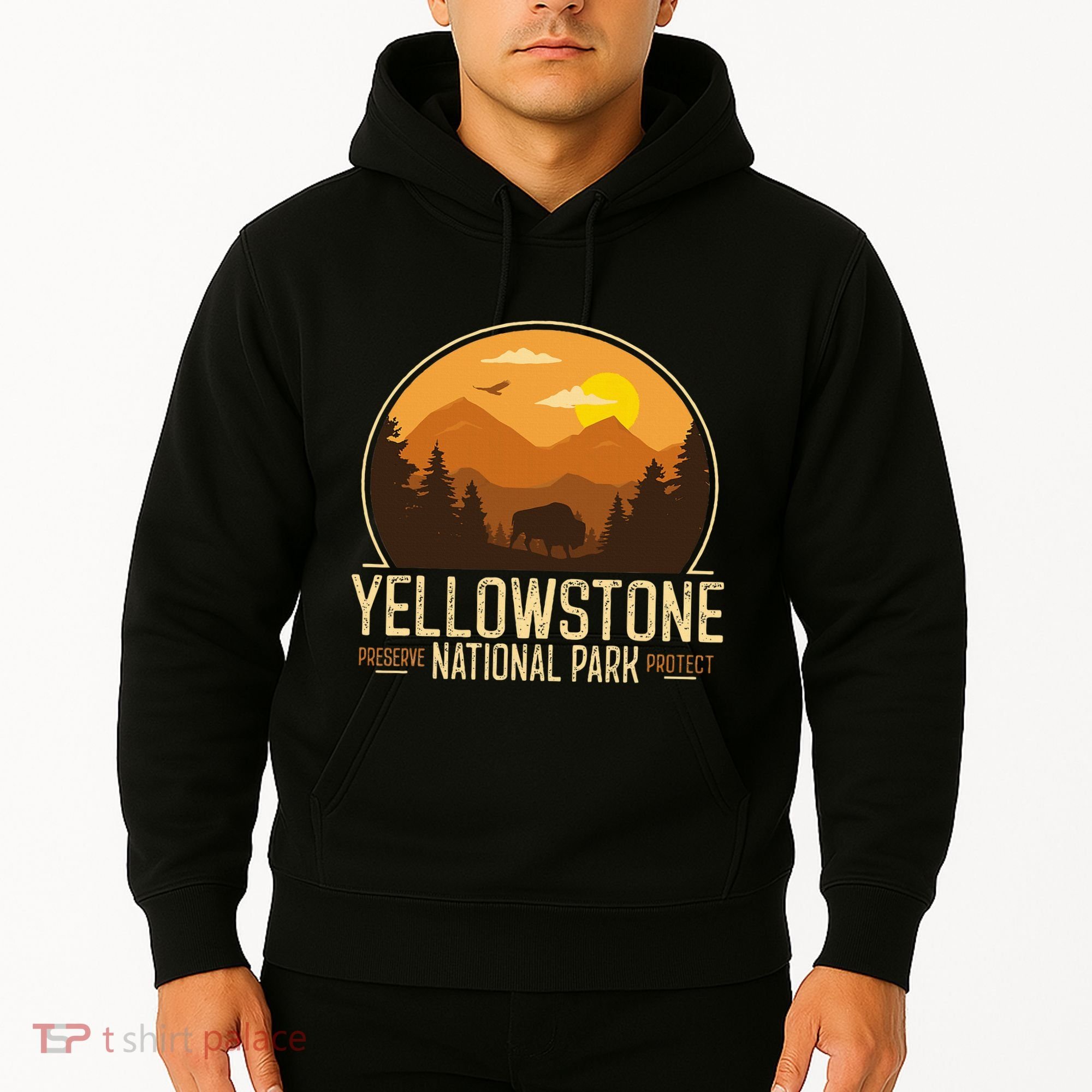 Yellowstone National Park Adventure Retro Hiking Hoodie