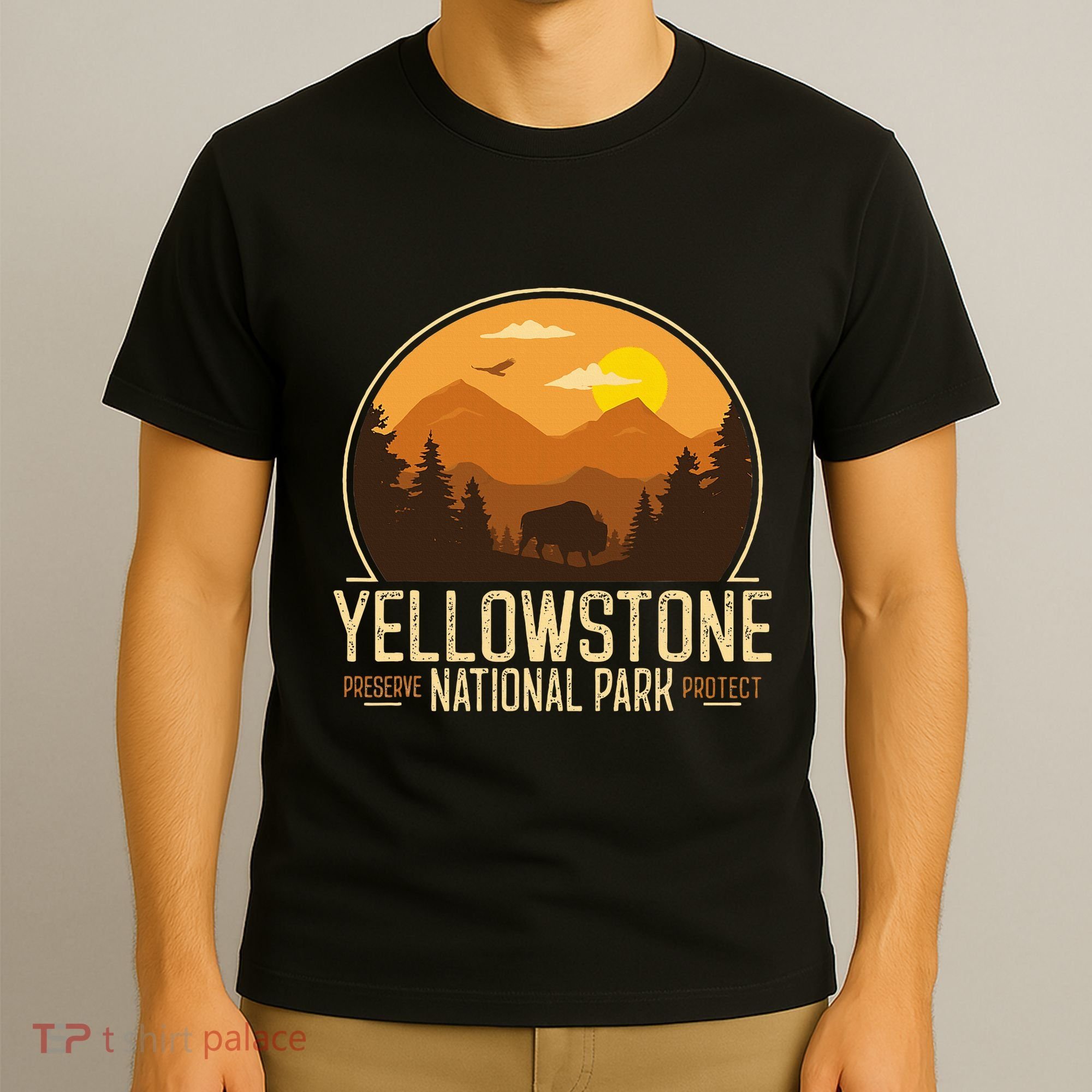 Yellowstone National Park Adventure Retro Hiking T-Shirt