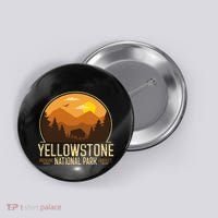 Yellowstone National Park Adventure Retro Hiking Button thumb 0