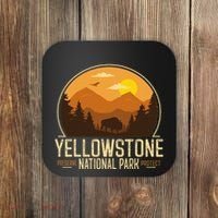 Yellowstone National Park Adventure Retro Hiking Coaster thumb 0