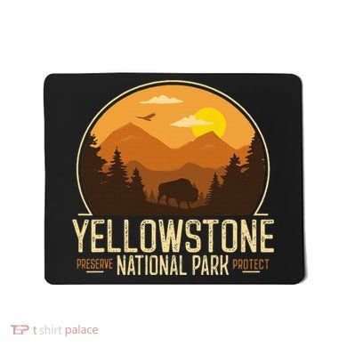 Yellowstone National Park Adventure Retro Hiking Mousepad