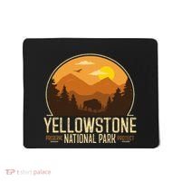 Yellowstone National Park Adventure Retro Hiking Mousepad thumb 0