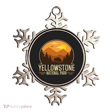 Yellowstone National Park Adventure Retro Hiking Ornament