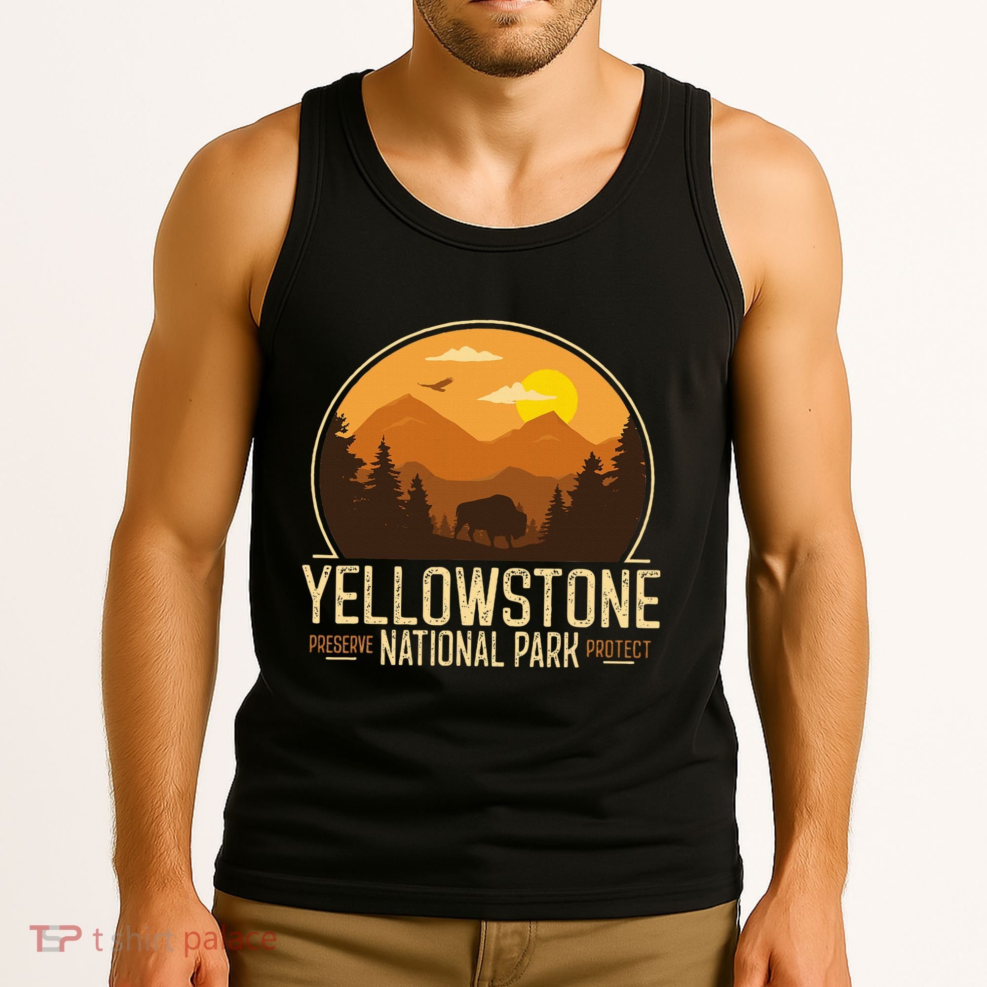 Yellowstone National Park Adventure Retro Hiking Tank Top