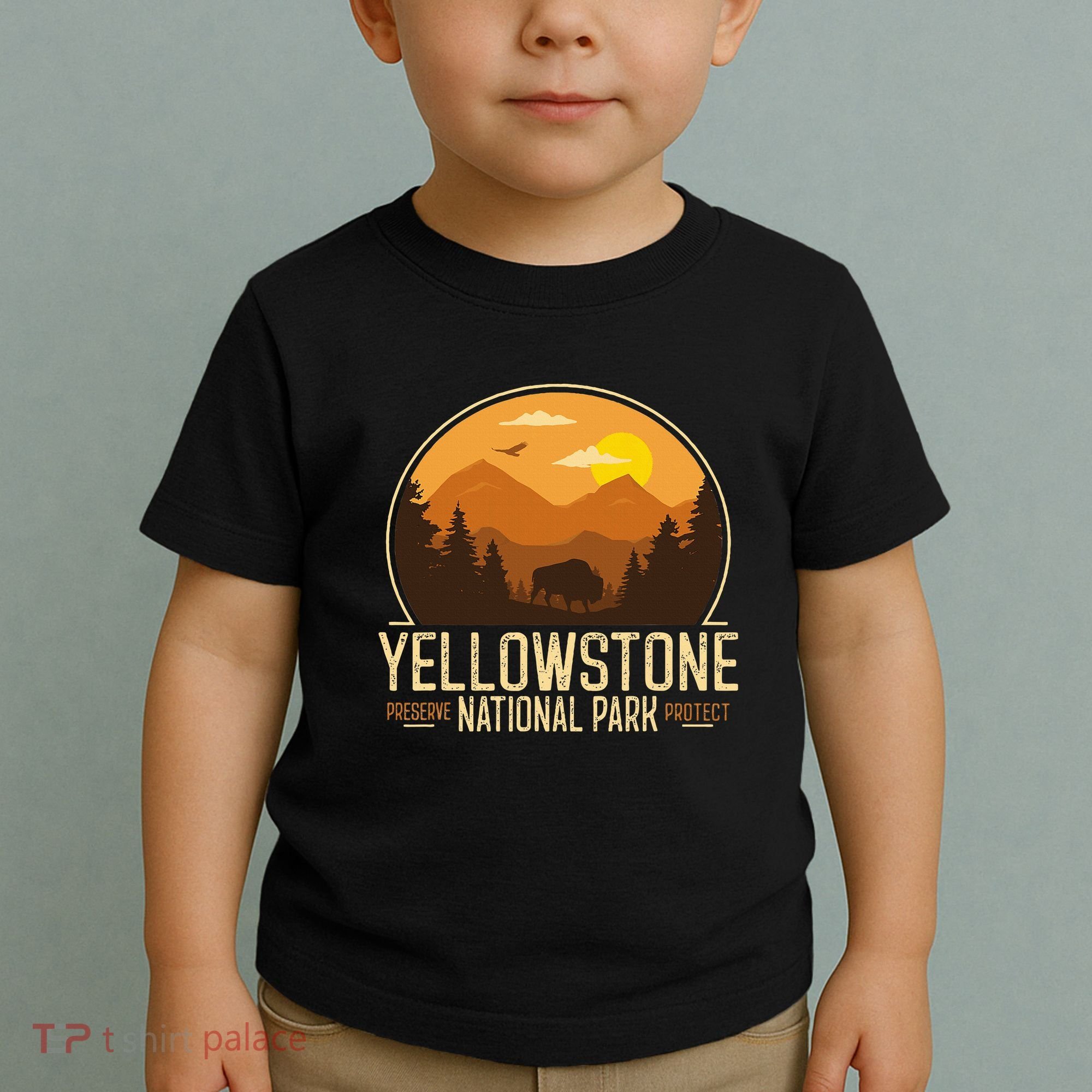 Yellowstone National Park Adventure Retro Hiking Toddler T-Shirt