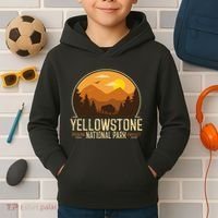 Yellowstone National Park Adventure Retro Hiking Kids Hoodie thumb 2