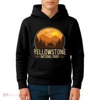 Yellowstone National Park Adventure Retro Hiking Kids Hoodie thumb 4