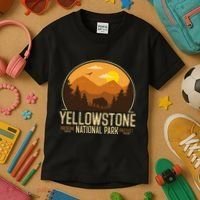 Yellowstone National Park Adventure Retro Hiking Kids T-Shirt thumb 3