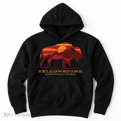 Yellowstone National Park Wyoming Buffalo Bison Sunset Hoodie