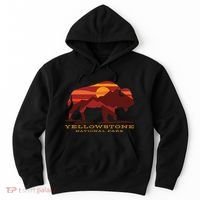 Yellowstone National Park Wyoming Buffalo Bison Sunset Hoodie thumb 0