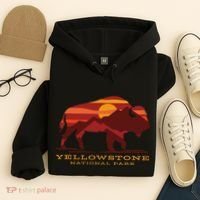 Yellowstone National Park Wyoming Buffalo Bison Sunset Hoodie thumb 4